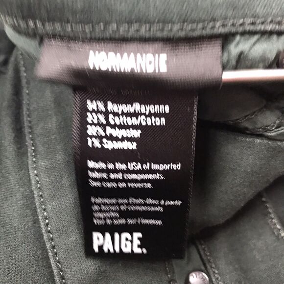 PAIGE Normandie Jean Men 33(34x33) Green Stretch Denim Dark Academia USA Made - Picture 13 of 15